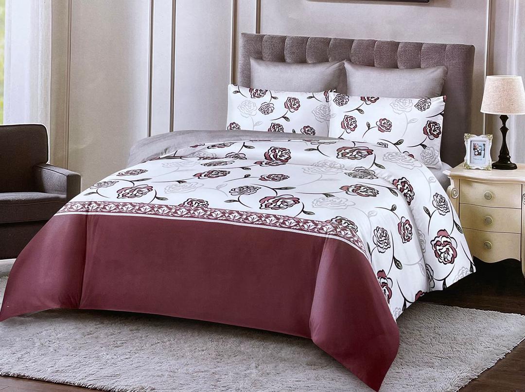 4-Piece 6x6 Duvet Set with 2 Pillows, 1 Bedsheet & 1 Duvet Cover - Complete Queen Bedding Set