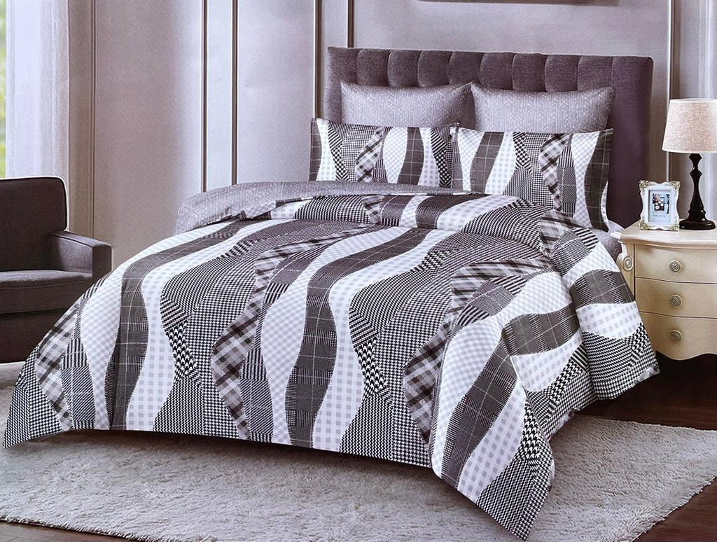 4-Piece 6x6 Duvet Set with 2 Pillows, 1 Bedsheet & 1 Duvet Cover - Complete Queen Bedding Set