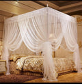 4 Stand Metallic Mosquito Net - Sturdy Metal Frame with Pretty Lace Detail, Available 4x6, 5x6, 6x6 Sizes