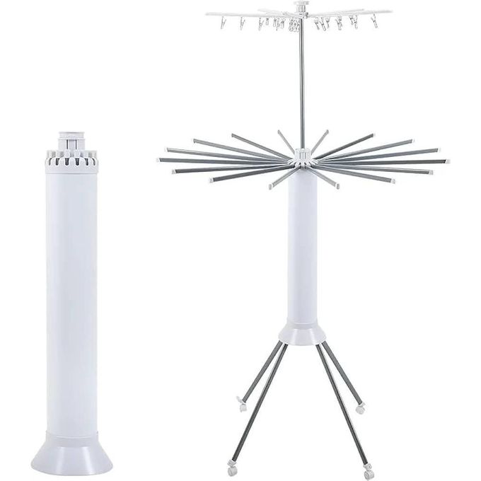 Foldable 360° Rotating Octopus Clothes Drying Rack – 16 Rods, Multi-Layer Design & Wheels