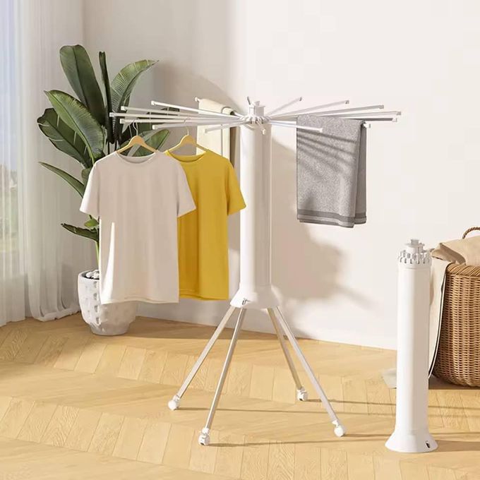 Foldable 360° Rotating Octopus Clothes Drying Rack – 16 Rods, Multi-Layer Design & Wheels