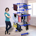 3-Layer Foldable Clothes Drying Rack – Adjustable 170cm Laundry Stand with Wheels & Side Wings