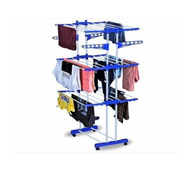 3-Layer Foldable Clothes Drying Rack – Adjustable 170cm Laundry Stand with Wheels & Side Wings
