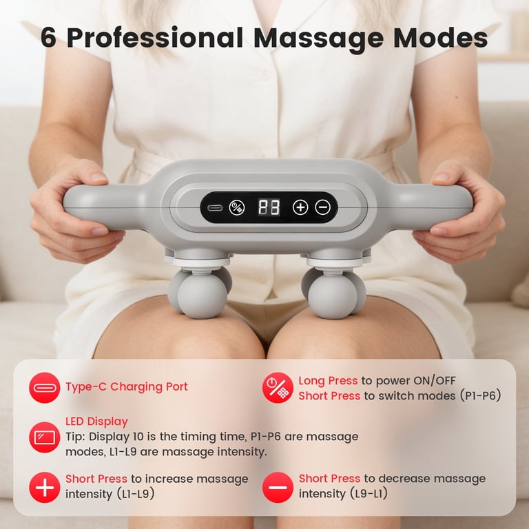 Multi-Head Percussion Fascia Massager Gun- 8-Head Deep Tissue Muscle Massager with LCD & Type-C Charging