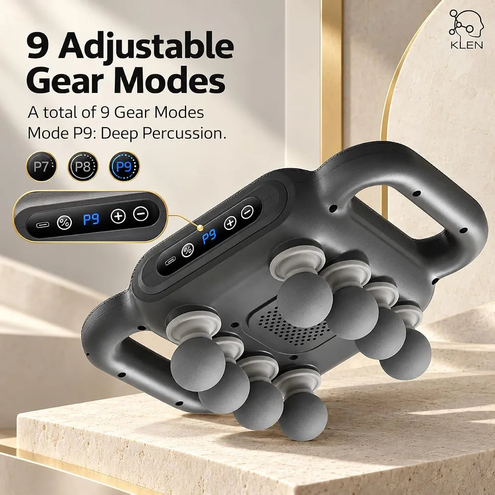 Multi-Head Percussion Fascia Massager Gun- 8-Head Deep Tissue Muscle Massager with LCD & Type-C Charging