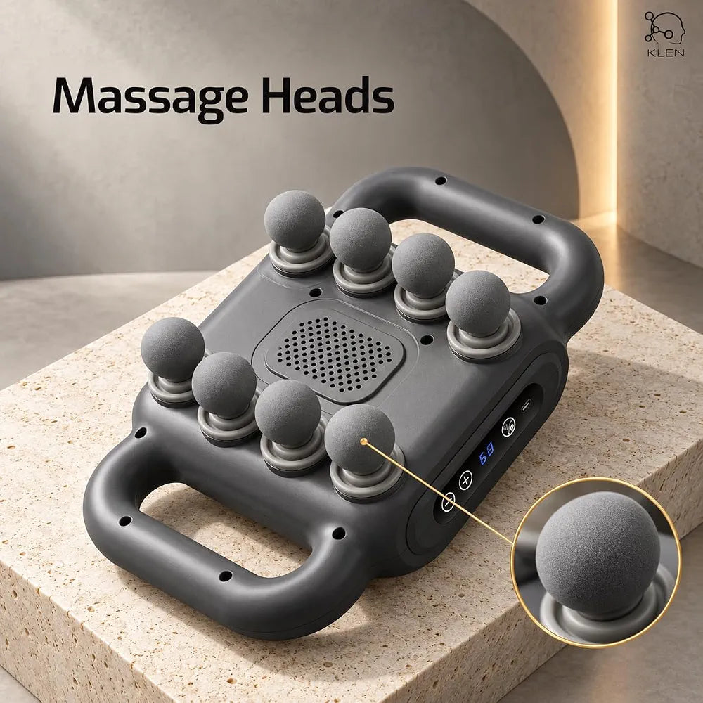 Multi-Head Percussion Fascia Massager Gun- 8-Head Deep Tissue Muscle Massager with LCD & Type-C Charging