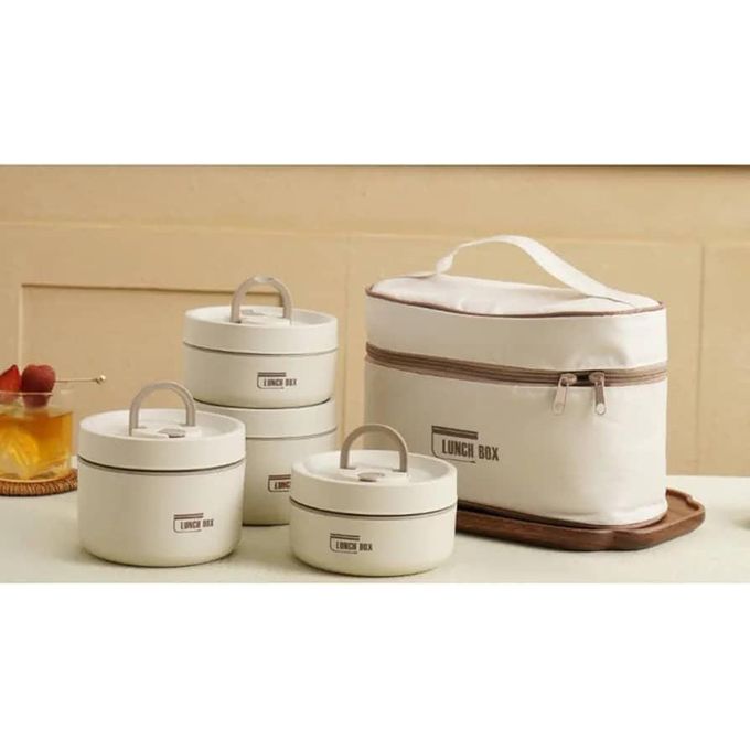 5-in-1 Insulated Lunch Box Set with Thermal Bag | 4 Section Food Container for Adults & Kids | Keep Food Hot for Hours for Work, School & Travel