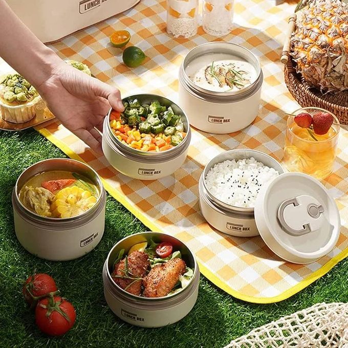5-in-1 Insulated Lunch Box Set with Thermal Bag | 4 Section Food Container for Adults & Kids | Keep Food Hot for Hours for Work, School & Travel
