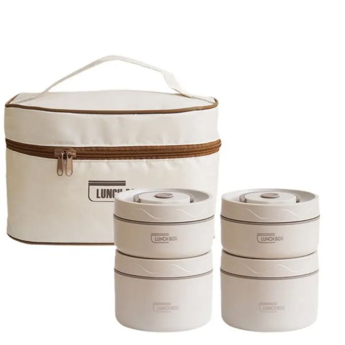 5-in-1 Insulated Lunch Box Set with Thermal Bag | 4 Section Food Container for Adults & Kids | Keep Food Hot for Hours for Work, School & Travel