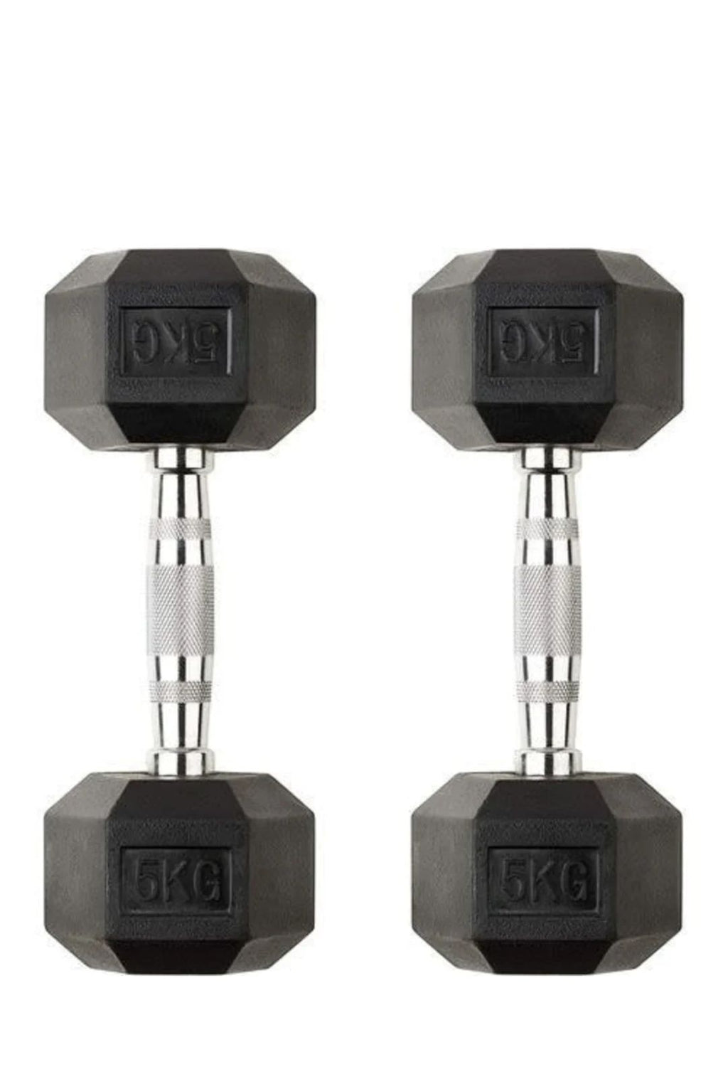 5KG Pair Rubber Head Dumbbells – Hexagonal Anti-Roll Design, Durable Rubber Coated, Floor Protection, Home Gym