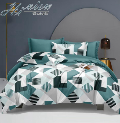 5x6 Duvet Set | White/Green/Black Luxury Bedding with Sheet & Pillowcases