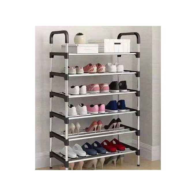 6-Tier Collapsible Shoe Rack – Multi-Color Steel Tube & Cotton Organizer for Entryway, Closet, or Bedroom Storage