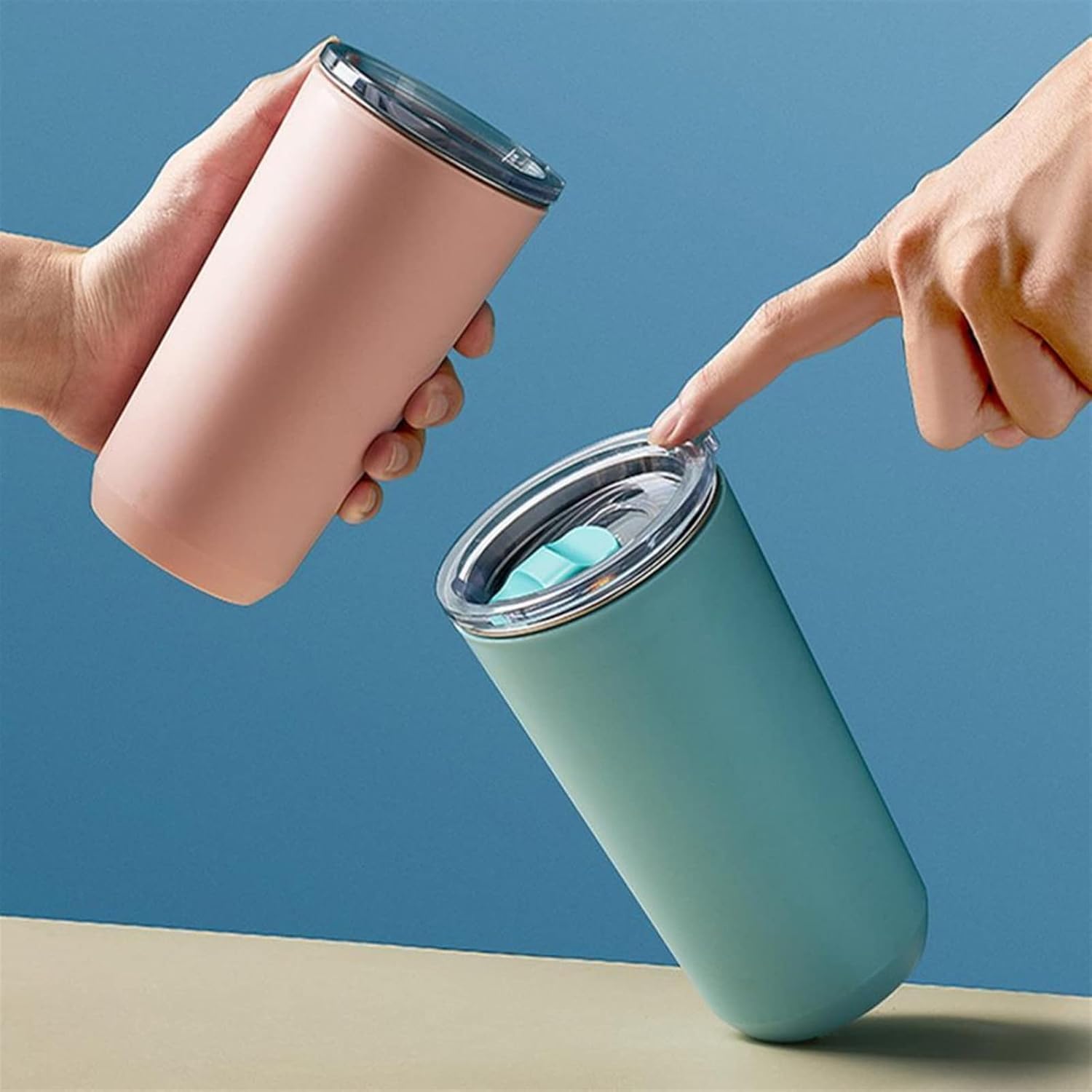 Thermos Insulated Tumbler with Push-in Lid – Vacuum Stainless Steel Travel Mug for Hot & Cold Drinks