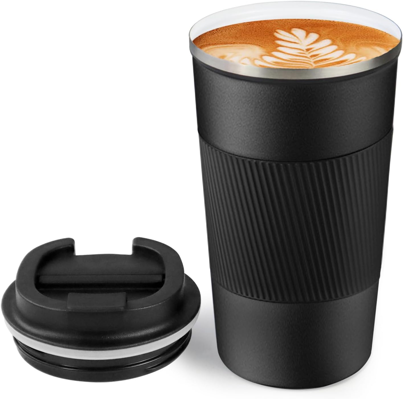 Thermo-Grip Matte Black Travel Mug, 500ml Vacuum-Insulated Thermos – Sleek. Secure. Satisfying.