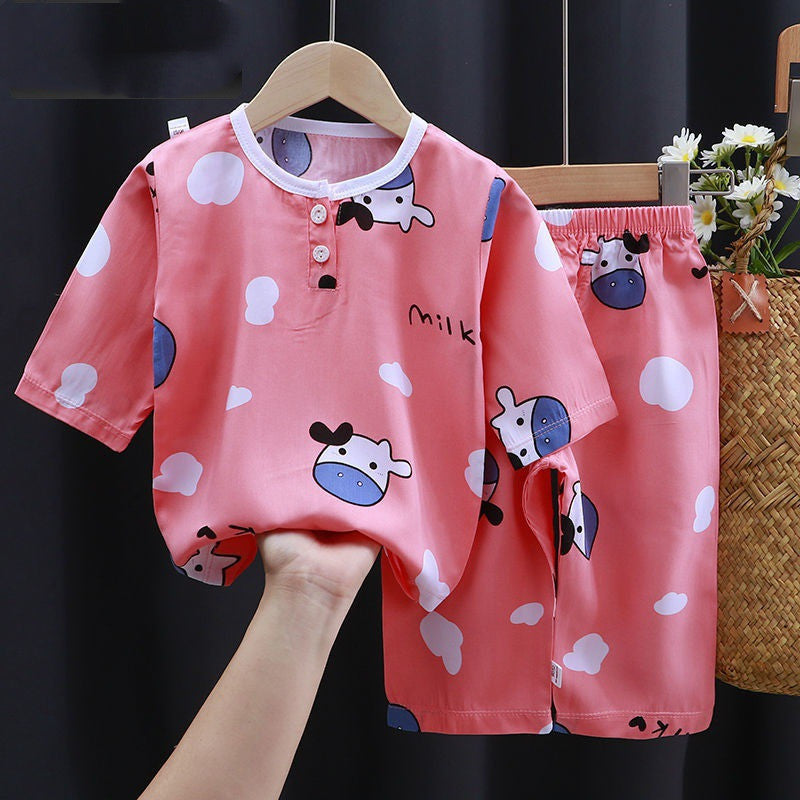Summer Cartoon Cotton-Silk Pajamas for Kids – Ultra-Soft & Breathable Baby Clothes(Sizes 90–160) - LIFE STORES UGANDA