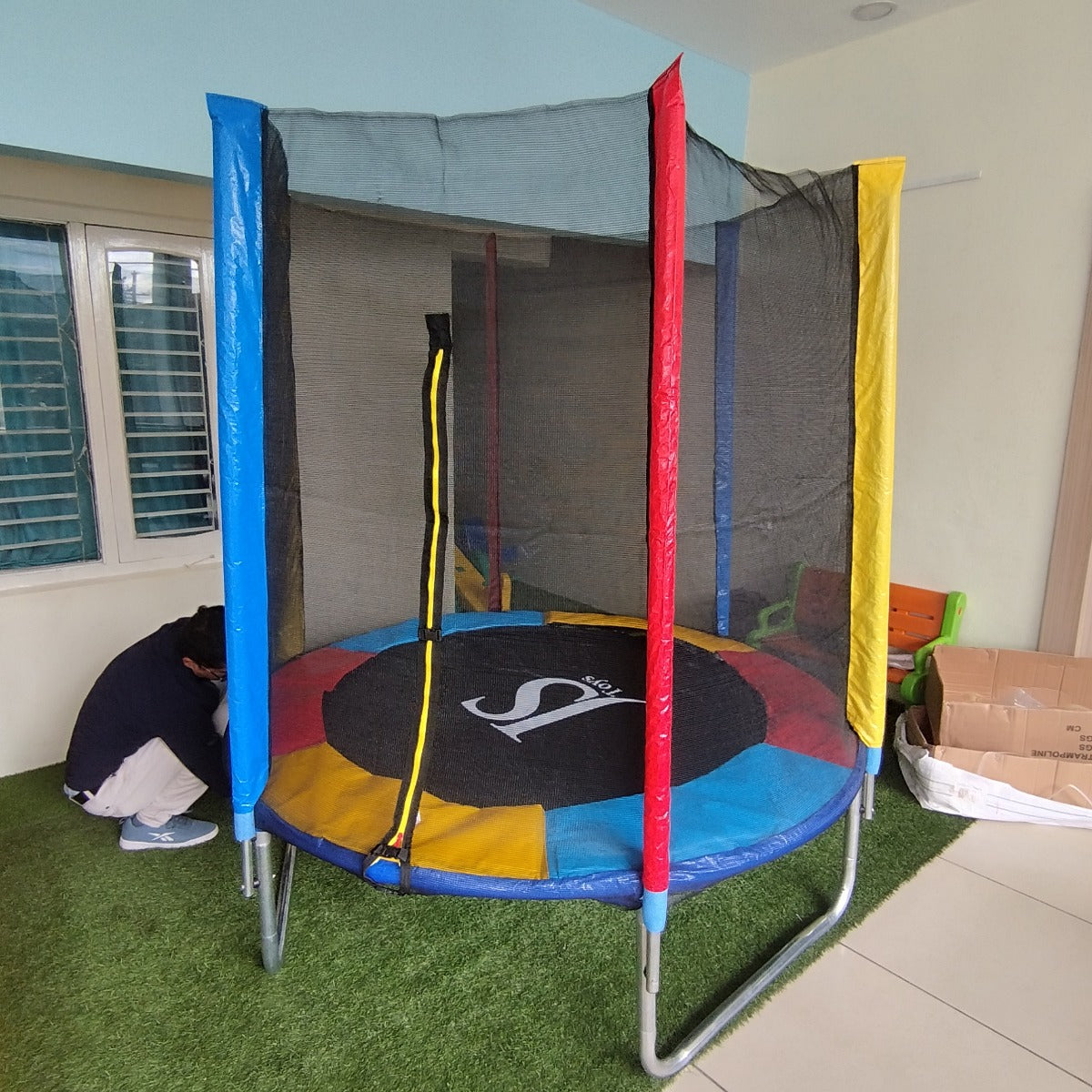 6FT Jumping Trampoline with Enclosure | Round Kids Trampoline