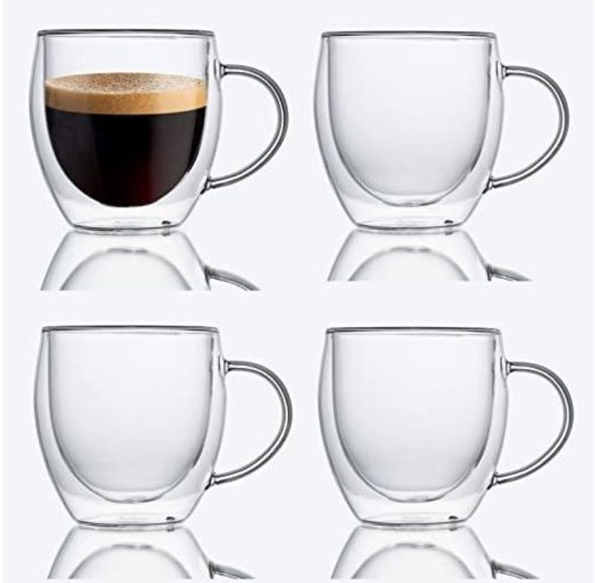 6PCS Double Wall Coffee Glasses – Lightweight, Heat-Resistant, Elegant Espresso Cups