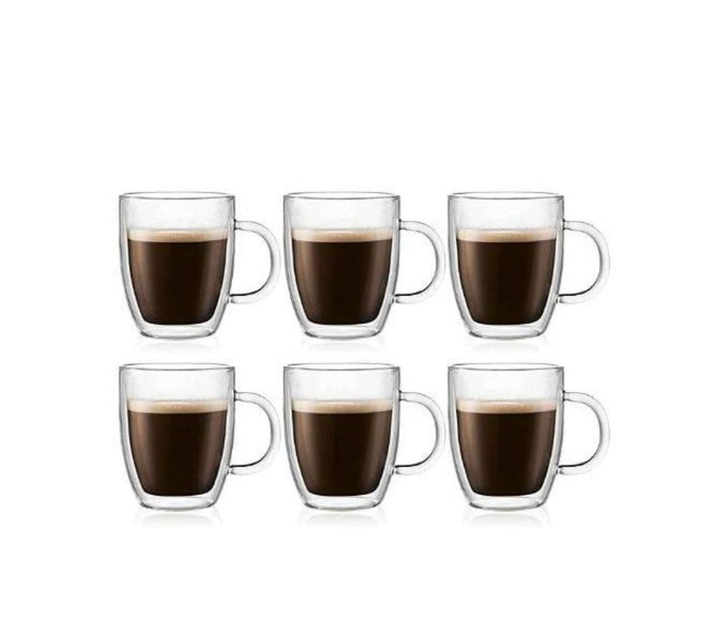 6PCS Double Wall Coffee Glasses – Lightweight, Heat-Resistant, Elegant Espresso Cups