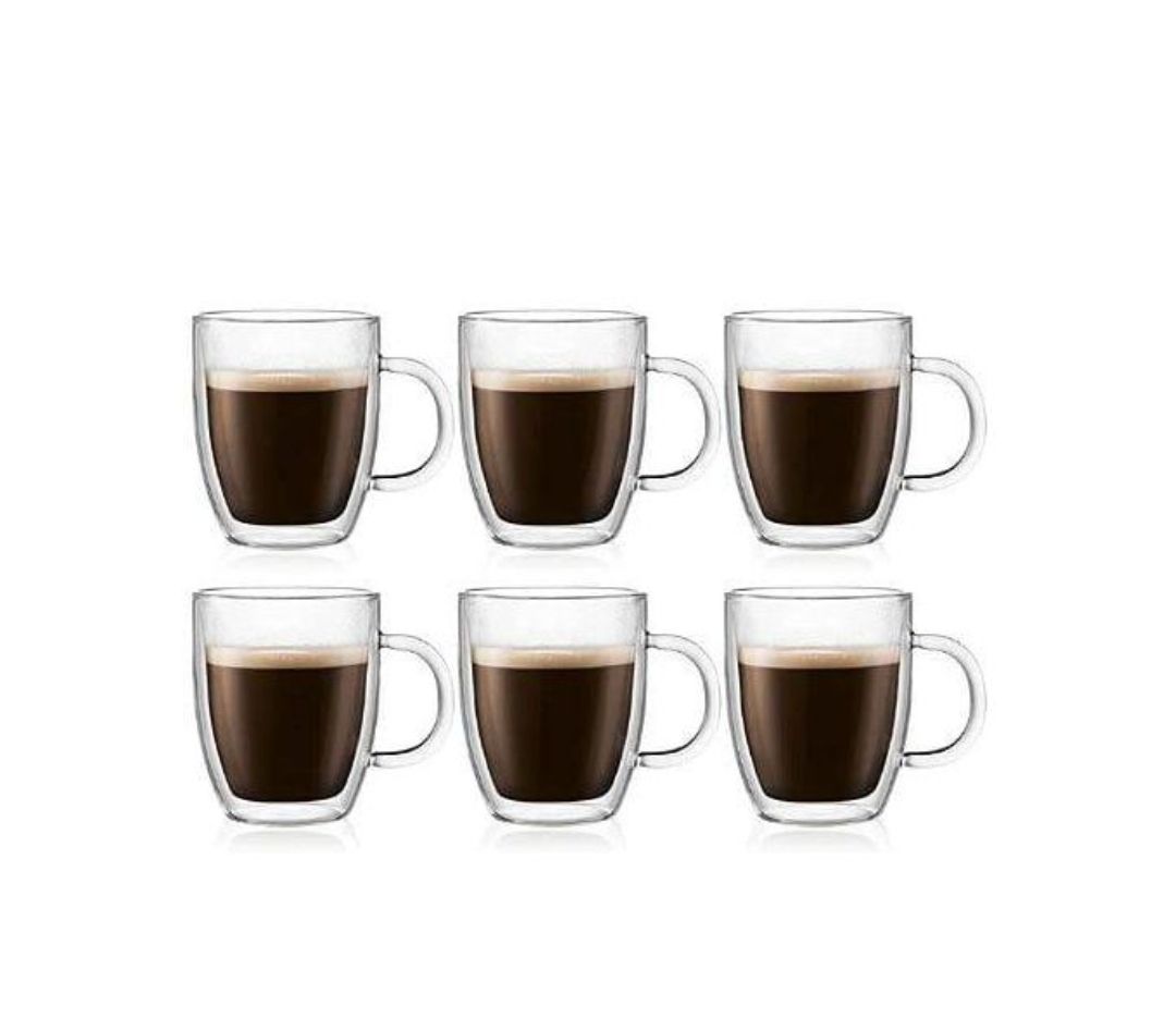 6PCS Double Wall Coffee Glasses – Lightweight, Heat-Resistant, Elegant Espresso Cups