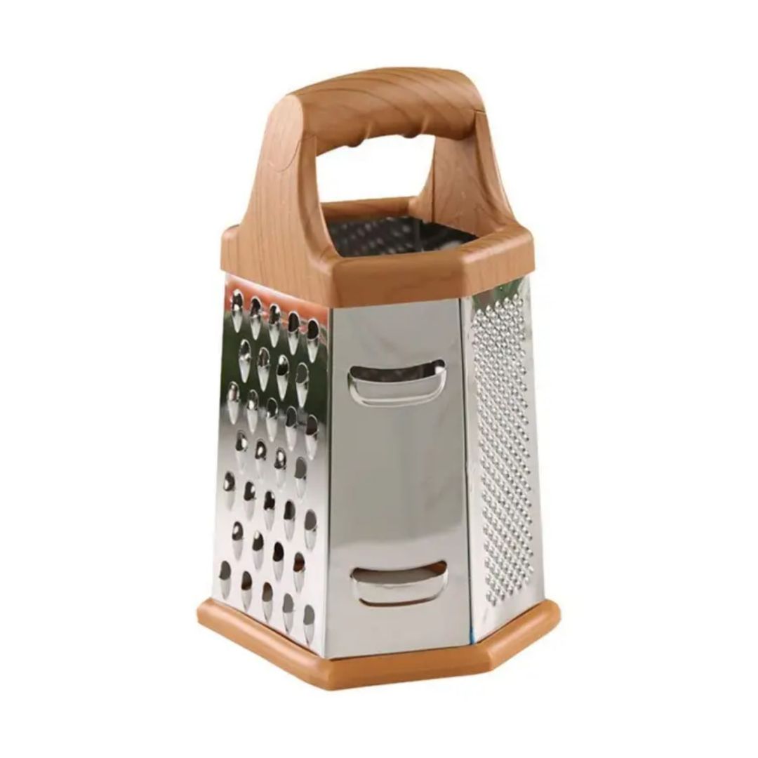 6-Sided Stainless Steel Box Grater – Sharp 304 Rust-Free Blades, Easy Grating & Slicing, Non-Slip Grip