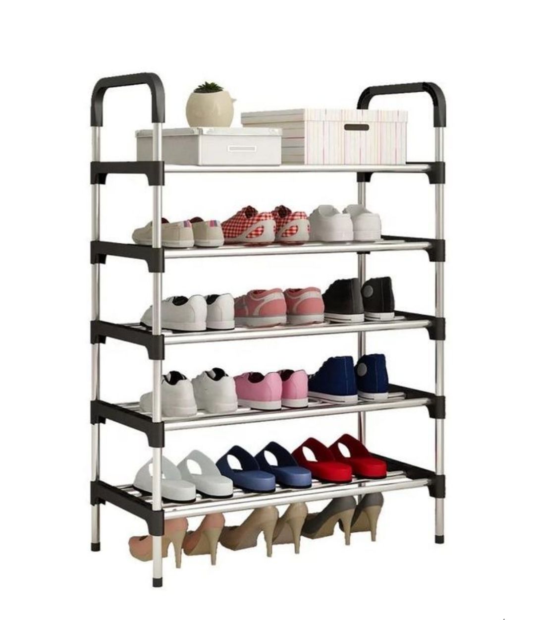6-Tier Collapsible Shoe Rack – Multi-Color Steel Tube & Cotton Organizer for Entryway, Closet, or Bedroom Storage