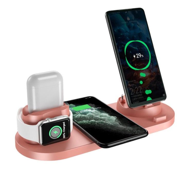 6-in-1 Wireless Charger Dock Station for iPhone, Phone, and Watch – Fast Charging Pad - LIFE STORES UGANDA