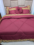 6-Piece Laced Duvet Set | Maroon & Burgundy Elegant Bedding Collection