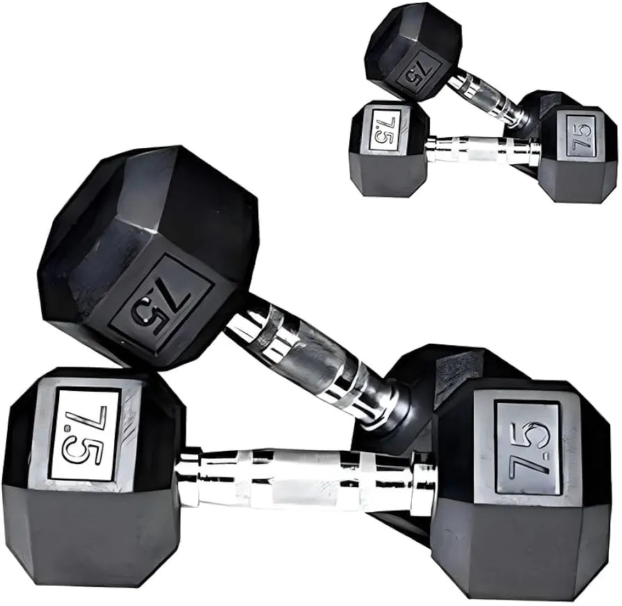 7.5kg Hex Dumbbells – Rubber-Coated Pair for Home Gym Workouts