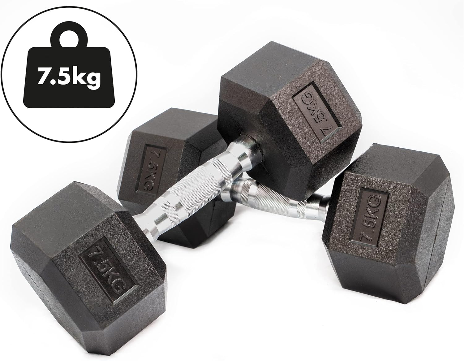 7.5kg Hex Dumbbells – Rubber-Coated Pair for Home Gym Workouts