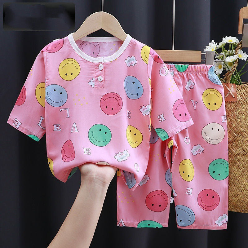 Summer Cartoon Cotton-Silk Pajamas for Kids – Ultra-Soft & Breathable Baby Clothes(Sizes 90–160) - LIFE STORES UGANDA