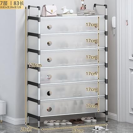 7-Layer Dust Proof Shoe Rack with Cover - 21 Pair Storage Organizer with Durable Plastic Construction