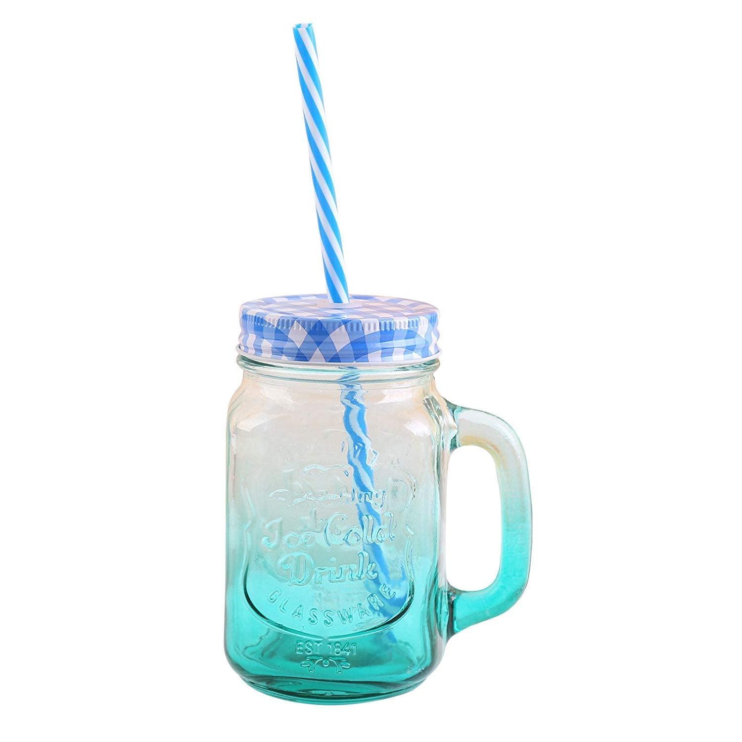 Mason Jar with Handle – Classic Juice Jar with Straw & Lid - LIFE STORES UGANDA