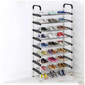 8-Tier Stainless Steel Shoe Rack - Stackable Adjustable Wire Grid Organizer for Narrow Spaces