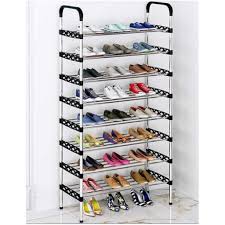 8-Tier Stainless Steel Shoe Rack - Stackable Adjustable Wire Grid Organizer for Narrow Spaces