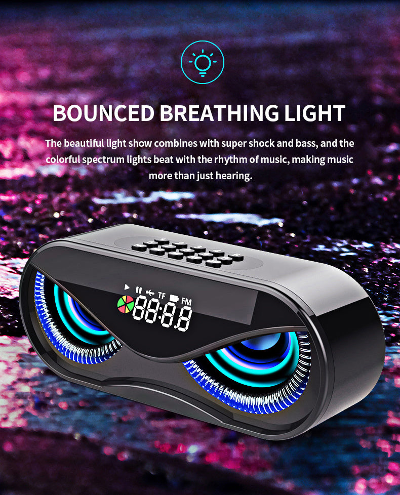 Colorful Lights Bluetooth Speaker with Dual Speakers, Time Display & Alarm Clock – Portable 2500mAh Battery - LIFE STORES UGANDA