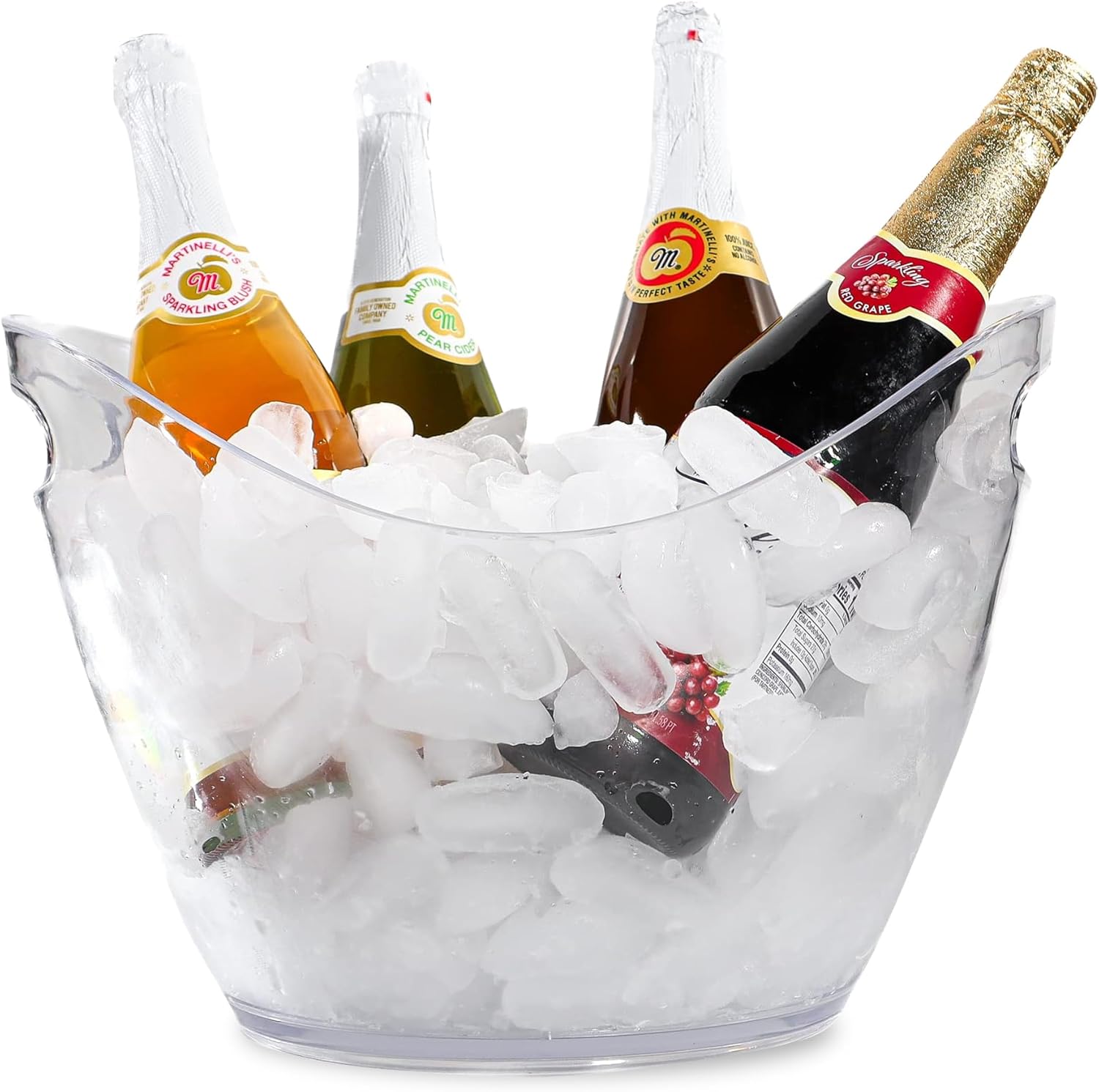 8L Large Clear Acrylic Ice Bucket | Transparent Party Drink Tub Chiller for 2-4 Wine & Champagne Bottles | Modern Beverage Cooler with Handles for Indoor/Outdoor Events