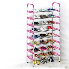 8-Layer Metallic Shoe Rack - Steel Storage Organizer with Space-Saving Design