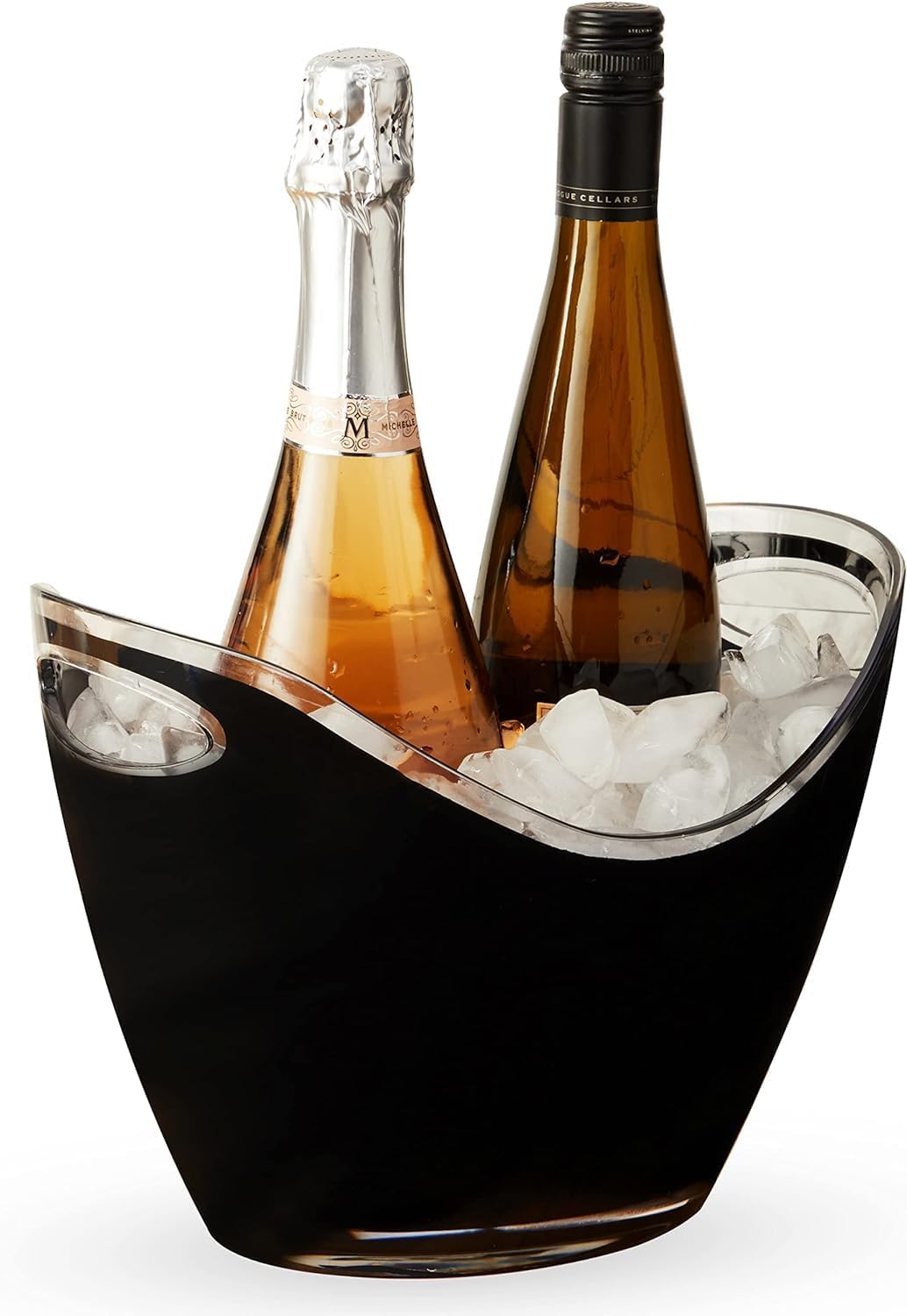 Beaumont 8 Litre Large Black Acrylic Champagne & Wine Cooler Bucket | Portable Ice Bucket Chiller for 2 Bottles | Lightweight Leakproof Tabletop Drink Tub for Parties, BBQs & Events