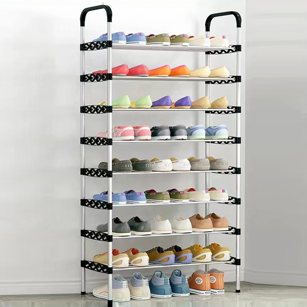 8-Layer Stainless Steel Shoe Rack – Stackable, Adjustable, Multi-Tier Wire Grid Organizer for Entryway, Closet, or Narrow Spaces