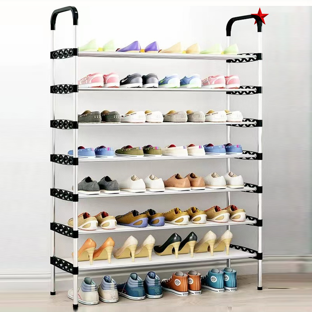 8-Layer Stainless Steel Shoe Rack – Stackable, Adjustable, Multi-Tier Wire Grid Organizer for Entryway, Closet, or Narrow Spaces