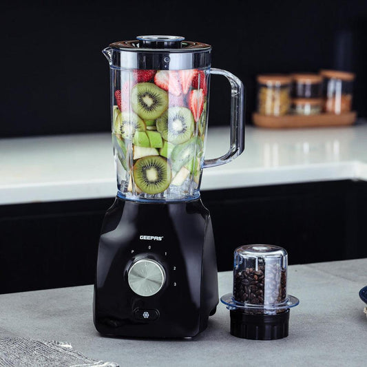 Geepas GSB5485 600W 2-in-1 Blender | Stainless Steel Blades, 2 Speed Control, Pulse Function, Overheat Protection, Ice Crusher & Coffee Grinder - LIFE STORES UGANDA