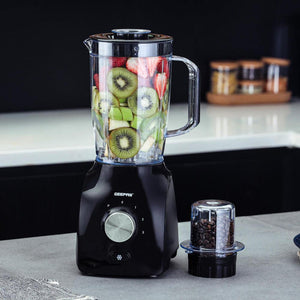 Geepas GSB5485 600W 2-in-1 Blender | Stainless Steel Blades, 2 Speed Control, Pulse Function, Overheat Protection, Ice Crusher & Coffee Grinder