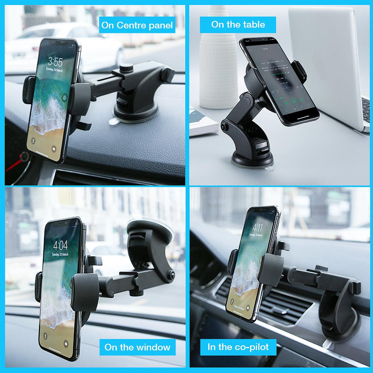 Car Phone Holder Long Rod Telescopic | Dashboard Suction Cup Type – Adjustable Height & Angle for Ultimate Convenience - LIFE STORES UGANDA