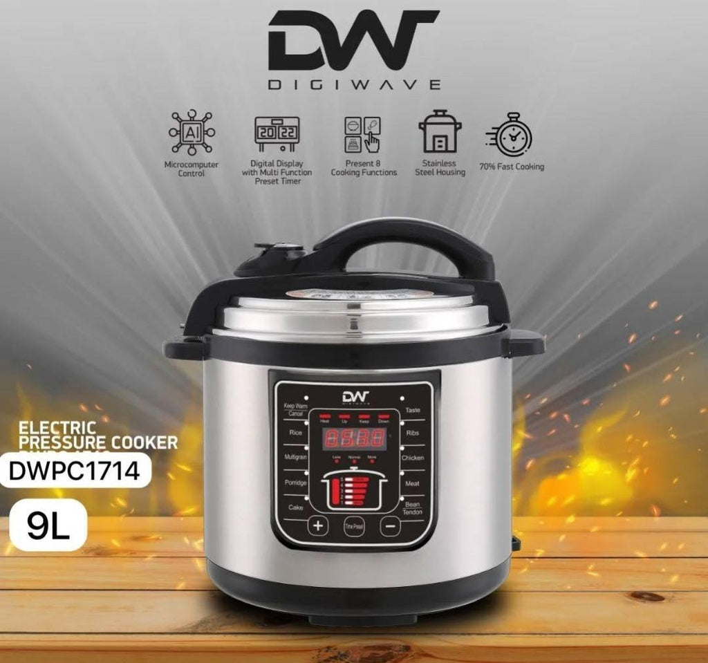 Digi Wave DWPC-1714 9L Electric Pressure Cooker | Fast Cooking, Multiple Functions & Safety Features – 1300W - LIFE STORES UGANDA