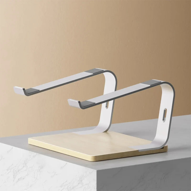 Aluminum Laptop Stand with Wooden Base – Durable, Lightweight, & Stylish Gaming Accessory