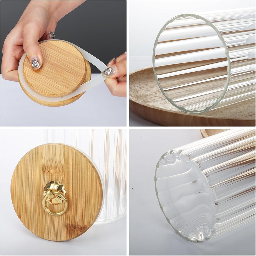 Set of 5 Coffee Bar Storage Jars – Airtight Glass Containers with Bamboo Lids