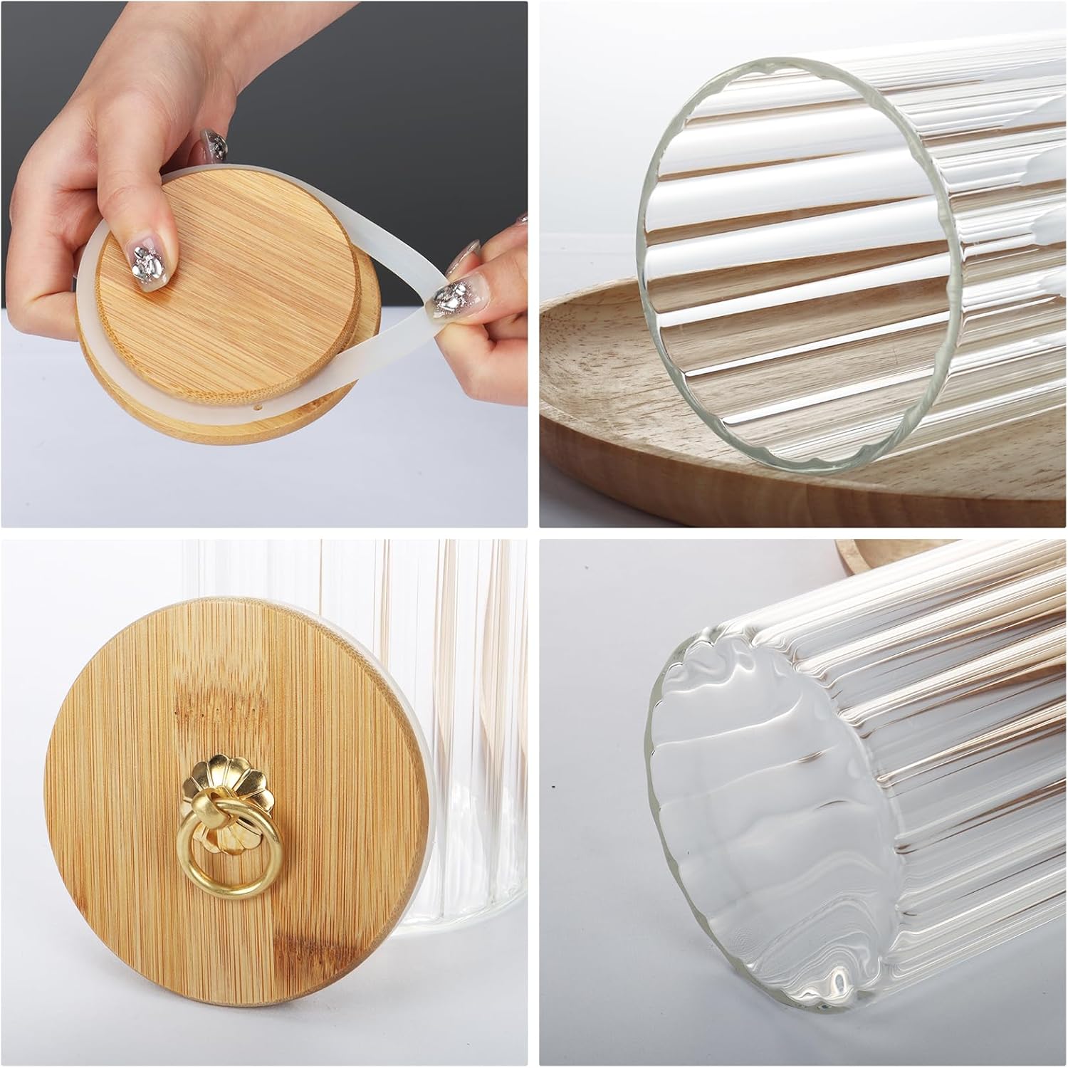 Set of 5 Coffee Bar Storage Jars – Airtight Glass Containers with Bamboo Lids