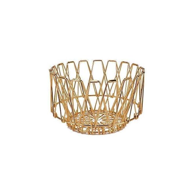 Balvi Multi-Form Adjustable Metal Fruit Basket – Collapsible Gold Geometric Display Bowl