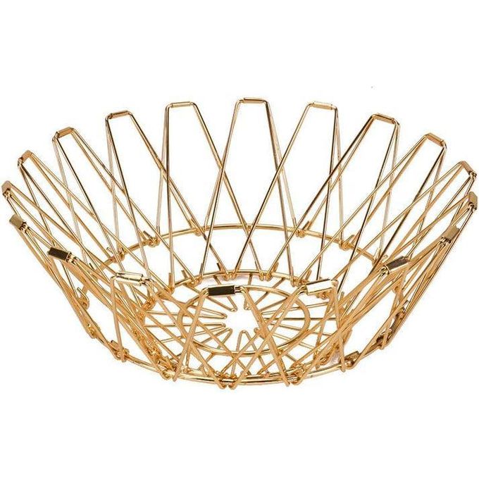 Balvi Multi-Form Adjustable Metal Fruit Basket – Collapsible Gold Geometric Display Bowl