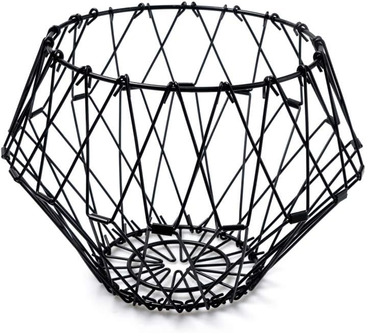 Balvi Multi-Form Adjustable Metal Fruit Basket – Collapsible Gold Geometric Display Bowl